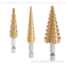 Straight Flutes Titanium Step Drill Bits Set